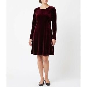 Vintage Moda International Burgundy Velvet Dress Long Sleeve Women Small Y2K
